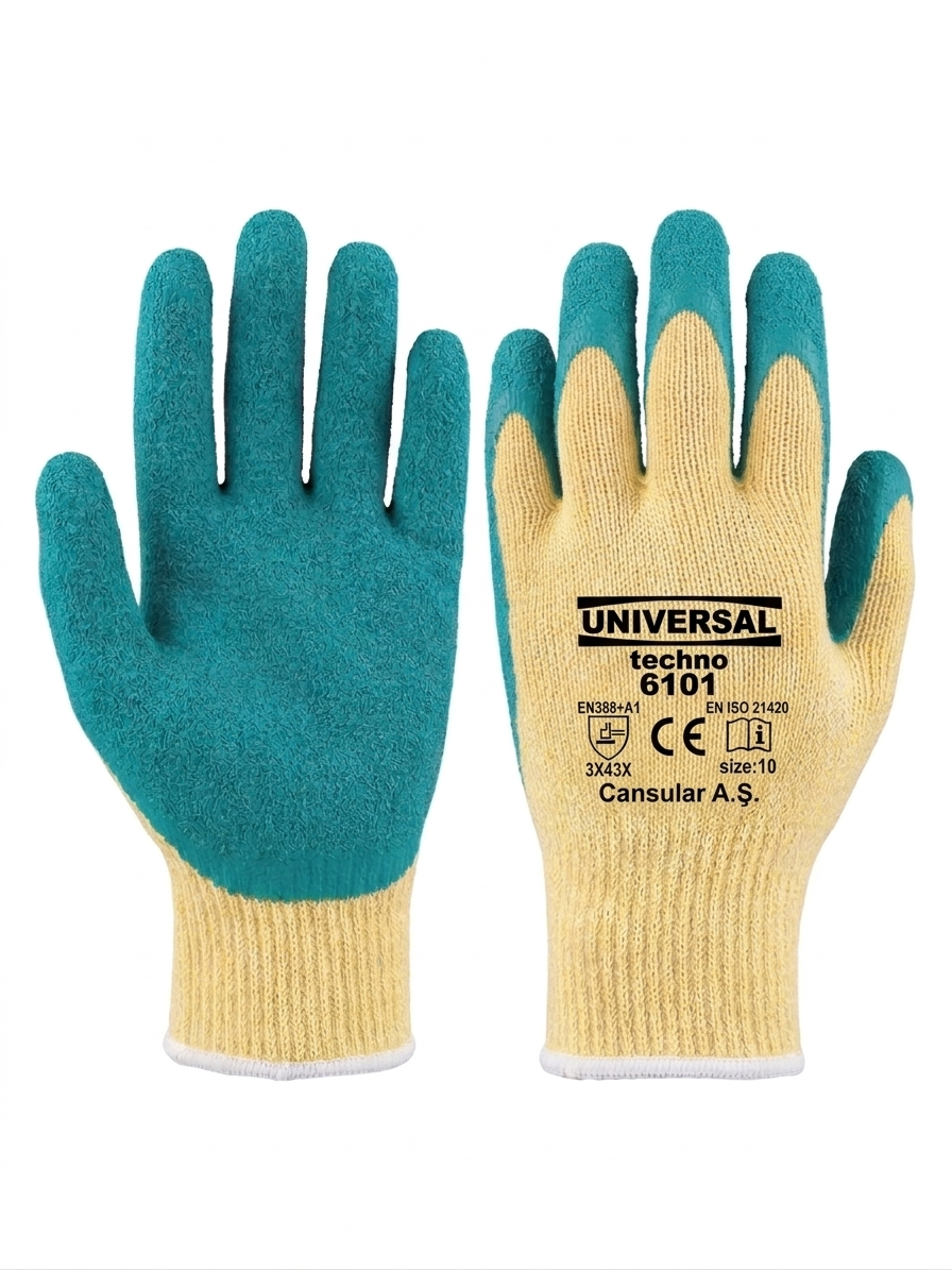 6101 Lateks Kaplama Universal Eldiven Yeşil